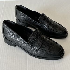 Vionic Womens Sellah Black Leather Dressy Penny Loafers Slip On Comfort Shoes 9